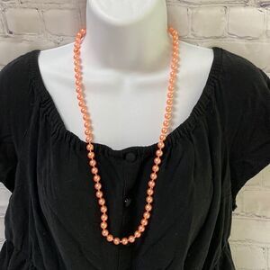 Vintage Peach Beaded Double Strand Necklace – 1950s Jewelry Collectible